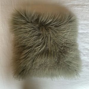 West Elm Mongolian Lamb Pillow Cover, INSERT INCLUDED! Pearl Gray